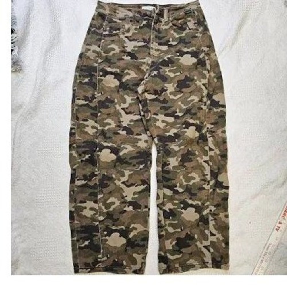 Cello Grey Camo Cargo Pants Womens Size 9 High Rise Drawstring Hem GA181658-CM2